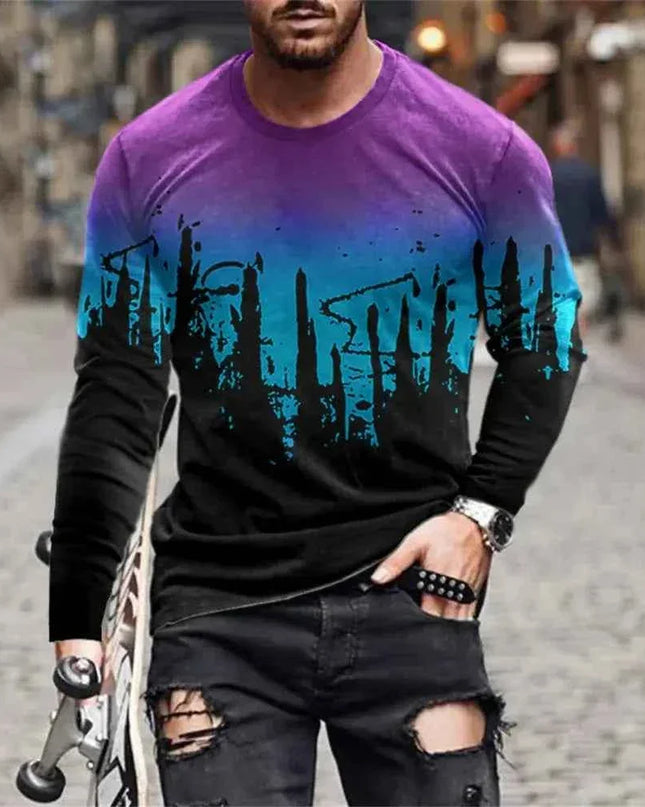 Retro Graffiti T-shirt - 3D Print Summer Men's Round Neck Tee - Next Level