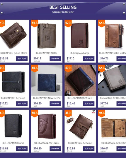 BULLCAPTAIN Leather Wallet for Men - Genuine Leather Business Wallet - Next Level