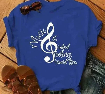 Musikalische Noten T-Shirt Damen - Kurzarm O-Ausschnitt Design - Next Level