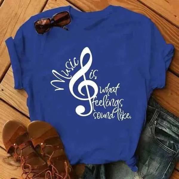 Musical Note T-Shirt for Women - Short Sleeve O Neck Design - Next Level