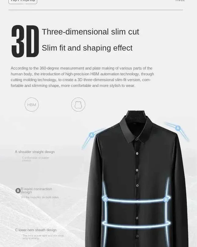 S-5XL Men's Long Sleeve Non-Iron Shirt - Wrinkle-Free Comfort and Style - Next Level