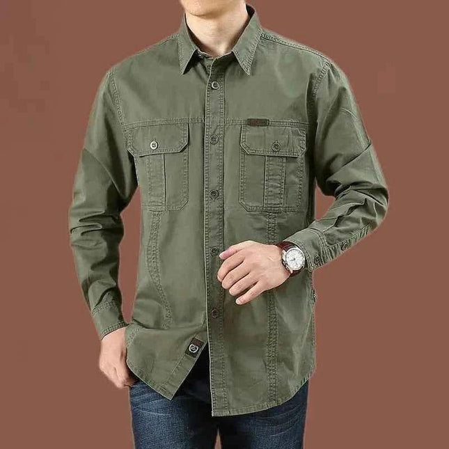 Cargo Shirts for Men Long Sleeve Casual Cotton Shirts - Next Level