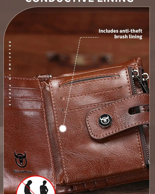 BULLCAPTAIN Leather Wallet for Men - Genuine Leather Business Wallet - Next Level