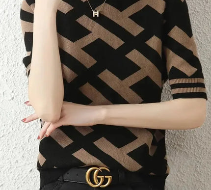 Frühling Sommer Strick T-Shirt mit klassischem Letter Design - Next Level