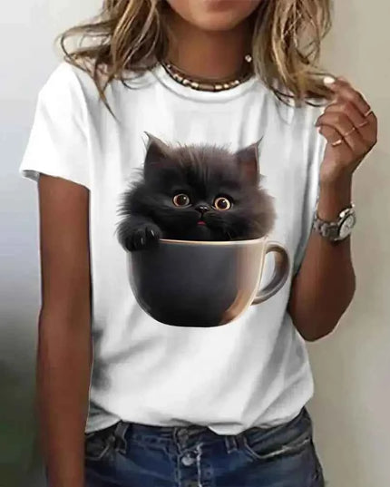 Funny Cat T Shirt for Women with Angry Cat Print - Short Sleeve - Next Level