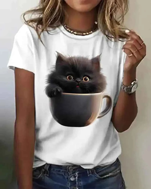 Funny Cat T Shirt for Women with Angry Cat Print - Short Sleeve - Next Level