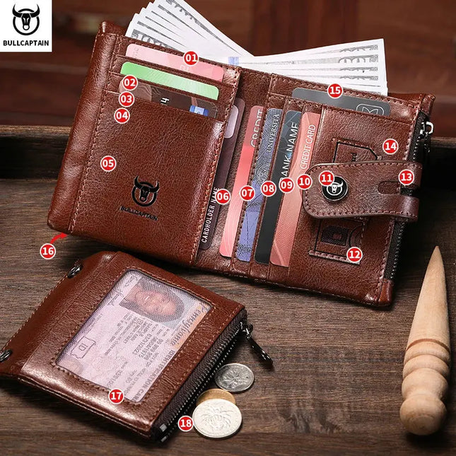 BULLCAPTAIN Leather Wallet for Men - Genuine Leather Business Wallet - Next Level