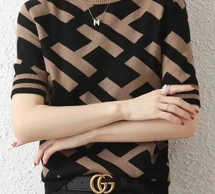 Frühling Sommer Strick T-Shirt mit klassischem Letter Design - Next Level