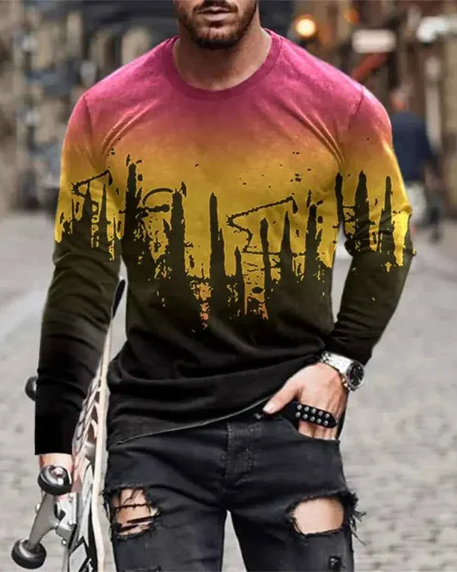 Retro Graffiti T-shirt - 3D Print Summer Men's Round Neck Tee - Next Level