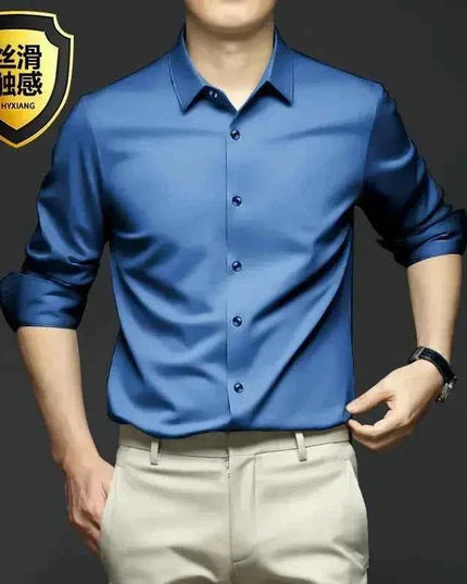 S-5XL Men's Long Sleeve Non-Iron Shirt - Wrinkle-Free Comfort and Style - Next Level