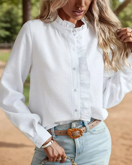 Women's Elegant Office Shirt - Solid Color Long Sleeve for Modern Professionals - Next Level