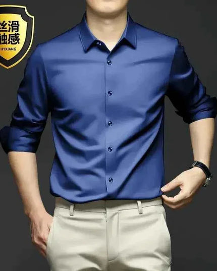 S-5XL Men's Long Sleeve Non-Iron Shirt - Wrinkle-Free Comfort and Style - Next Level