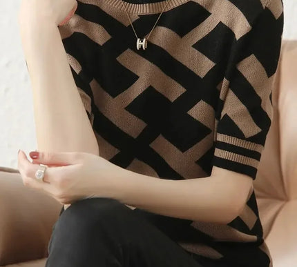 Frühling Sommer Strick T-Shirt mit klassischem Letter Design - Next Level