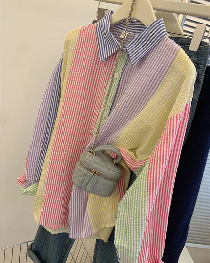 Ladies Casual Stripe Blouse - Fashionable Striped Shirts for Women - Next Level