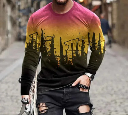 Retro Graffiti T-shirt - 3D Print Summer Men's Round Neck Tee - Next Level