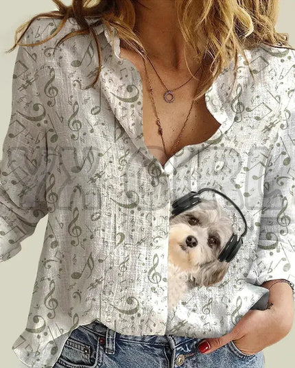 YX GIRL Shiba Inu Women's Music T-shirt for Music Lovers - Next Level