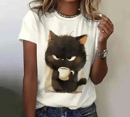 Lustiges Katzen Damen T-Shirt mit Wütendem Katzen-Print – Perfektes Geschenk für Tierliebhaberinnen - Next Level