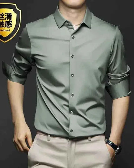 S-5XL Men's Long Sleeve Non-Iron Shirt - Wrinkle-Free Comfort and Style - Next Level