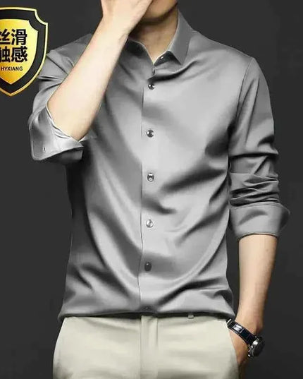 S-5XL Men's Long Sleeve Non-Iron Shirt - Wrinkle-Free Comfort and Style - Next Level