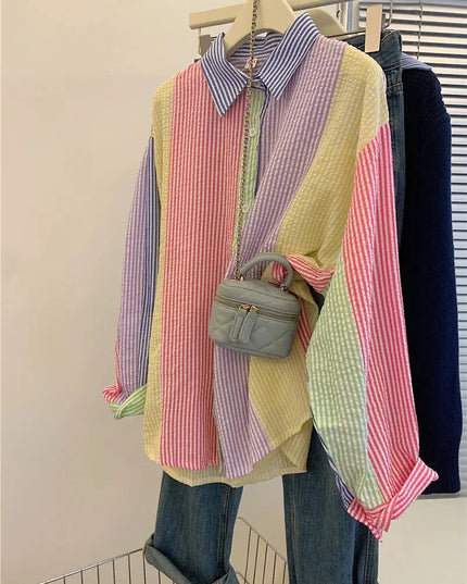 Ladies Casual Stripe Blouse - Fashionable Striped Shirts for Women - Next Level