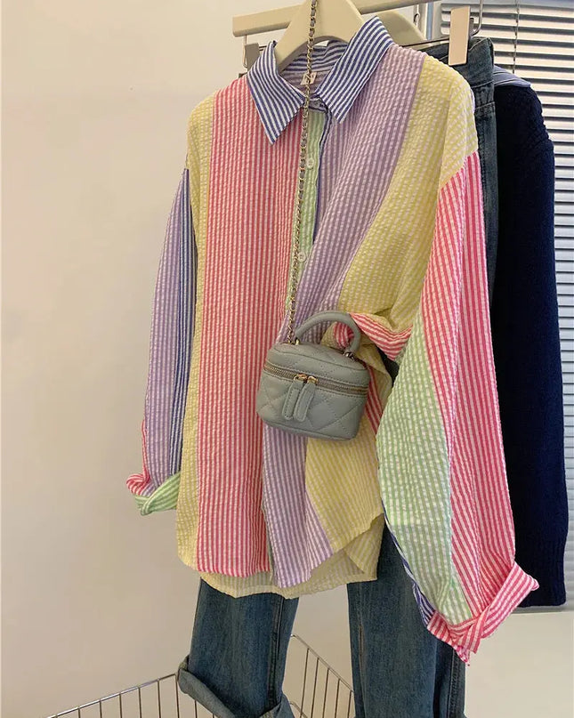 Ladies Casual Stripe Blouse - Fashionable Striped Shirts for Women - Next Level