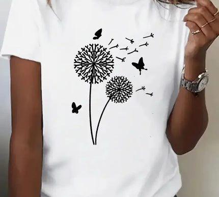 Damen Löwenzahn Top - Neues Rundhalsdruck Design - Next Level