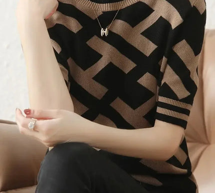 Frühling Sommer Strick T-Shirt mit klassischem Letter Design - Next Level