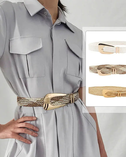 Women's Braided Belt with Irregular Metal Clasp - Next Level