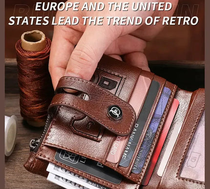 BULLCAPTAIN Leather Wallet for Men - Genuine Leather Business Wallet - Next Level