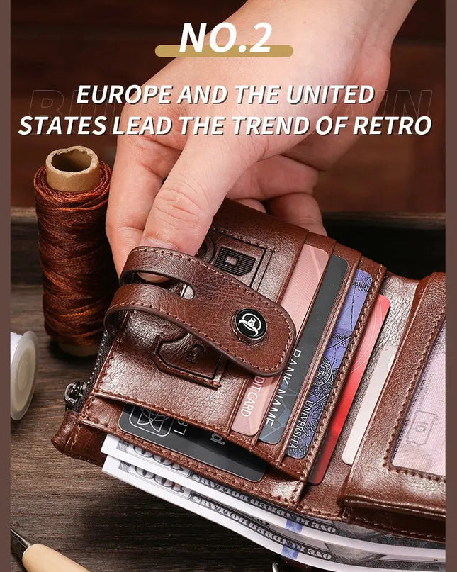 BULLCAPTAIN Leather Wallet for Men - Genuine Leather Business Wallet - Next Level