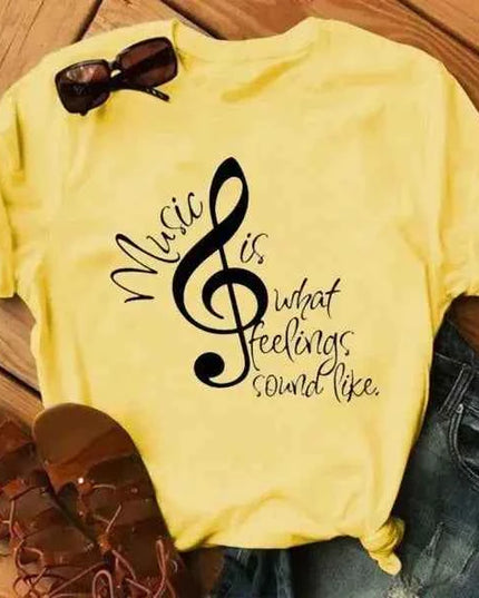 Musical Note T-Shirt for Women - Short Sleeve O Neck Design - Next Level