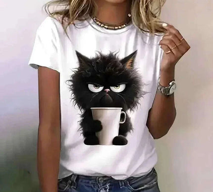 Lustiges Katzen Damen T-Shirt mit Wütendem Katzen-Print – Perfektes Geschenk für Tierliebhaberinnen - Next Level