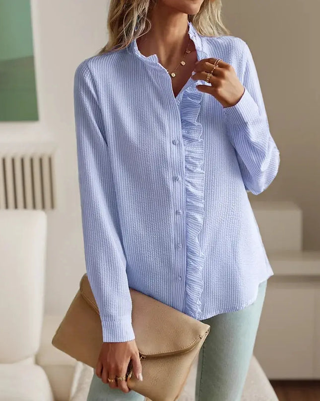 Women's Elegant Office Shirt - Solid Color Long Sleeve for Modern Professionals - Next Level