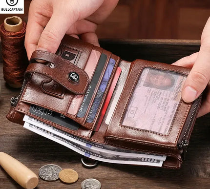 BULLCAPTAIN Leather Wallet for Men - Genuine Leather Business Wallet - Next Level
