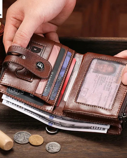 BULLCAPTAIN Leather Wallet for Men - Genuine Leather Business Wallet - Next Level