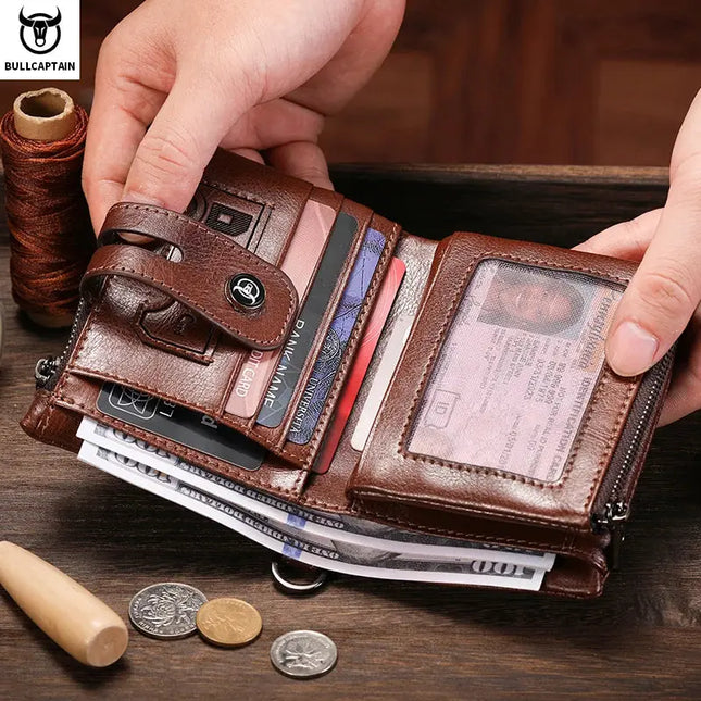 BULLCAPTAIN Leather Wallet for Men - Genuine Leather Business Wallet - Next Level