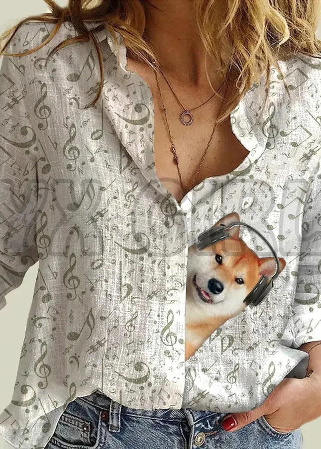 YX GIRL Shiba Inu Women's Music T-shirt for Music Lovers - Next Level