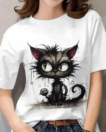 Funny Cat T Shirt for Women with Angry Cat Print - Short Sleeve - Next Level
