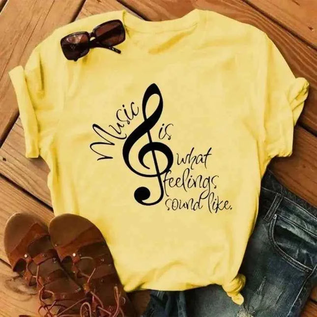 Musical Note T-Shirt for Women - Short Sleeve O Neck Design - Next Level