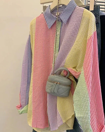 Ladies Casual Stripe Blouse - Fashionable Striped Shirts for Women - Next Level