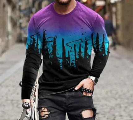 Retro Graffiti T-shirt - 3D Print Summer Men's Round Neck Tee - Next Level