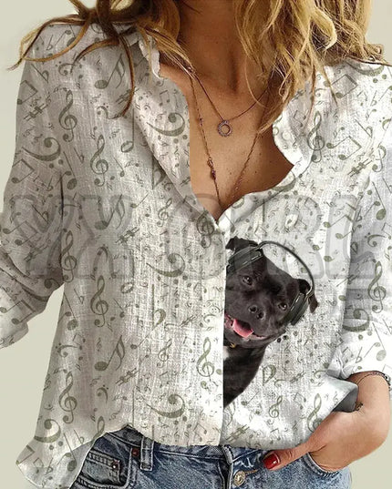 YX GIRL Shiba Inu Women's Music T-shirt for Music Lovers - Next Level