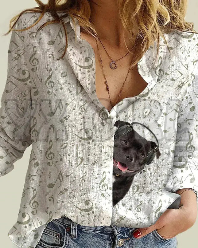 YX GIRL Shiba Inu Women's Music T-shirt for Music Lovers - Next Level