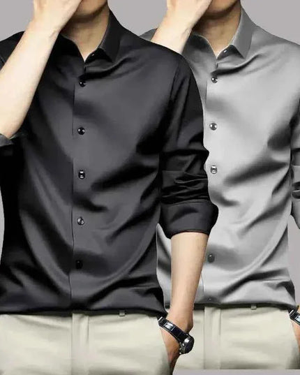 S-5XL Men's Long Sleeve Non-Iron Shirt - Wrinkle-Free Comfort and Style - Next Level