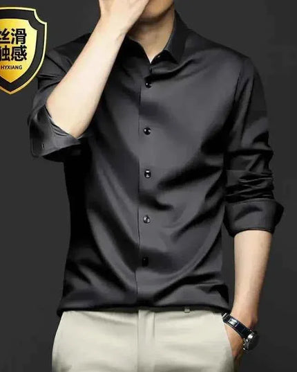 S-5XL Men's Long Sleeve Non-Iron Shirt - Wrinkle-Free Comfort and Style - Next Level