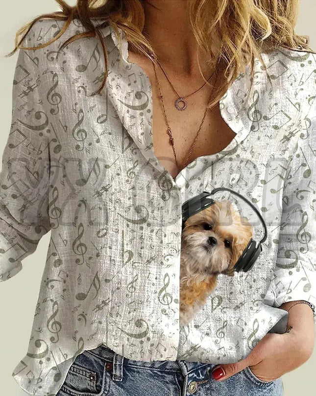 YX GIRL Shiba Inu Women's Music T-shirt for Music Lovers - Next Level