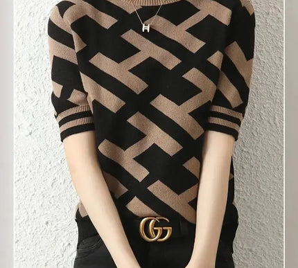 Frühling Sommer Strick T-Shirt mit klassischem Letter Design - Next Level