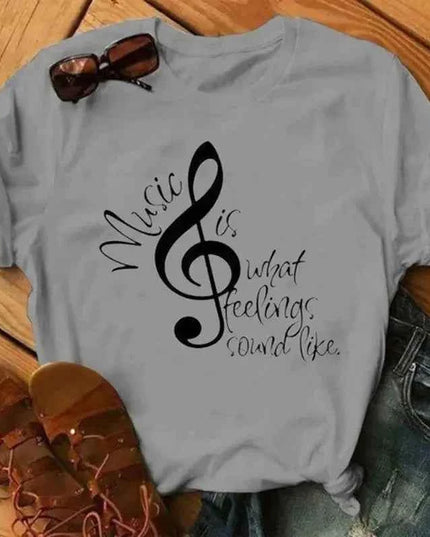 Musical Note T-Shirt for Women - Short Sleeve O Neck Design - Next Level