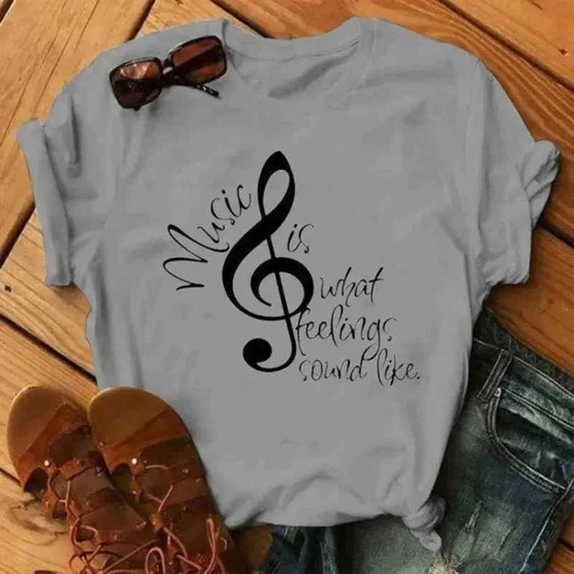 Musical Note T-Shirt for Women - Short Sleeve O Neck Design - Next Level