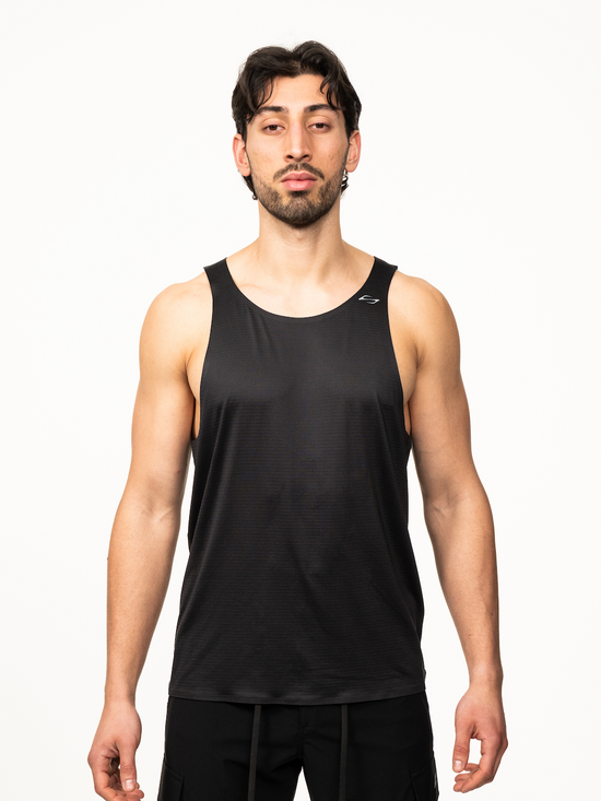 Schwarzes Next Level Active Tank Top, Vorderansicht, sportliches Tank-Design für Damen.